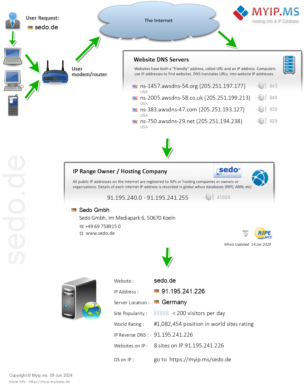 Sedo.de - Website Hosting Visual IP Diagram