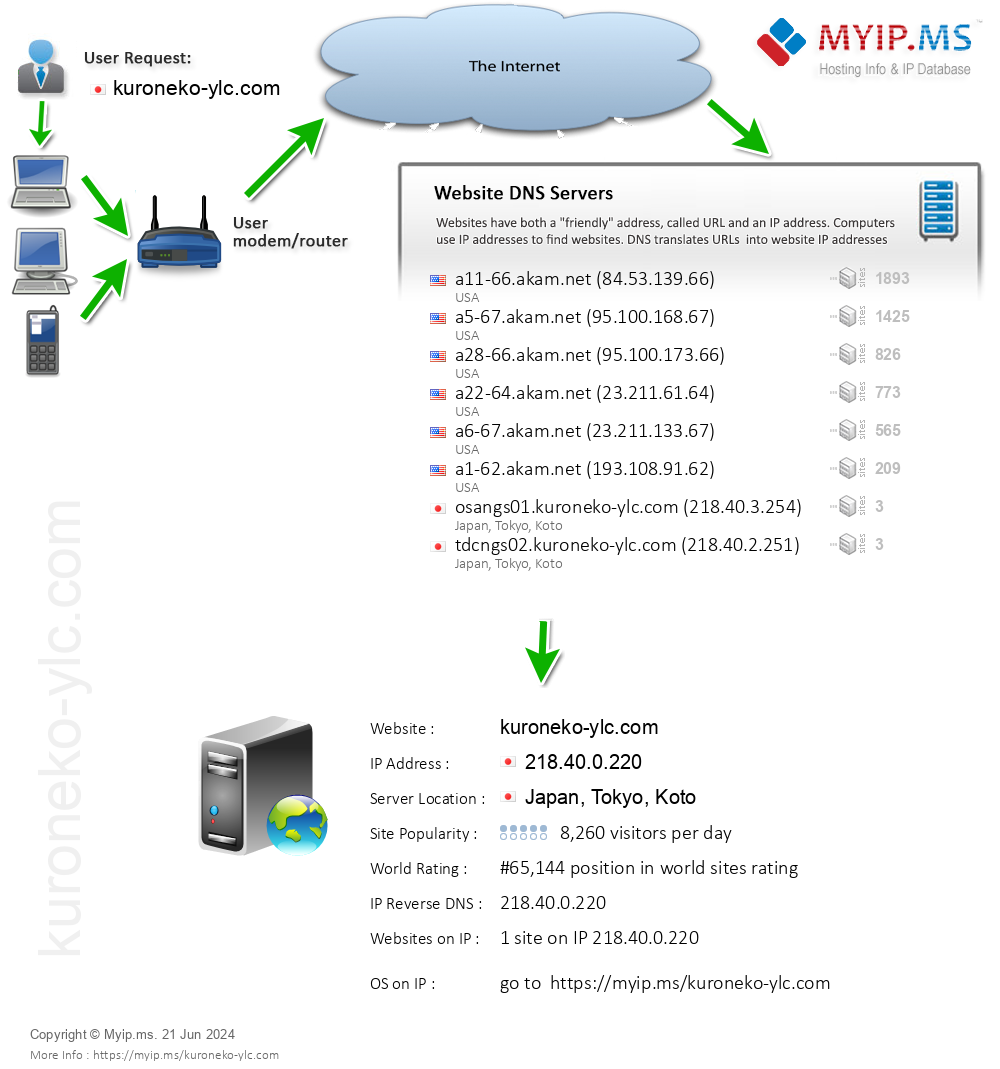 Kuroneko-ylc.com - Website Hosting Visual IP Diagram