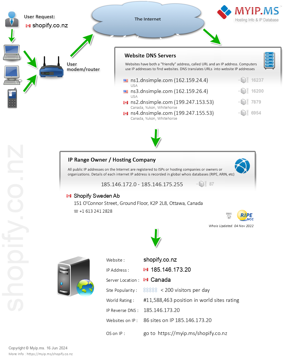 Shopify.co.nz - Website Hosting Visual IP Diagram